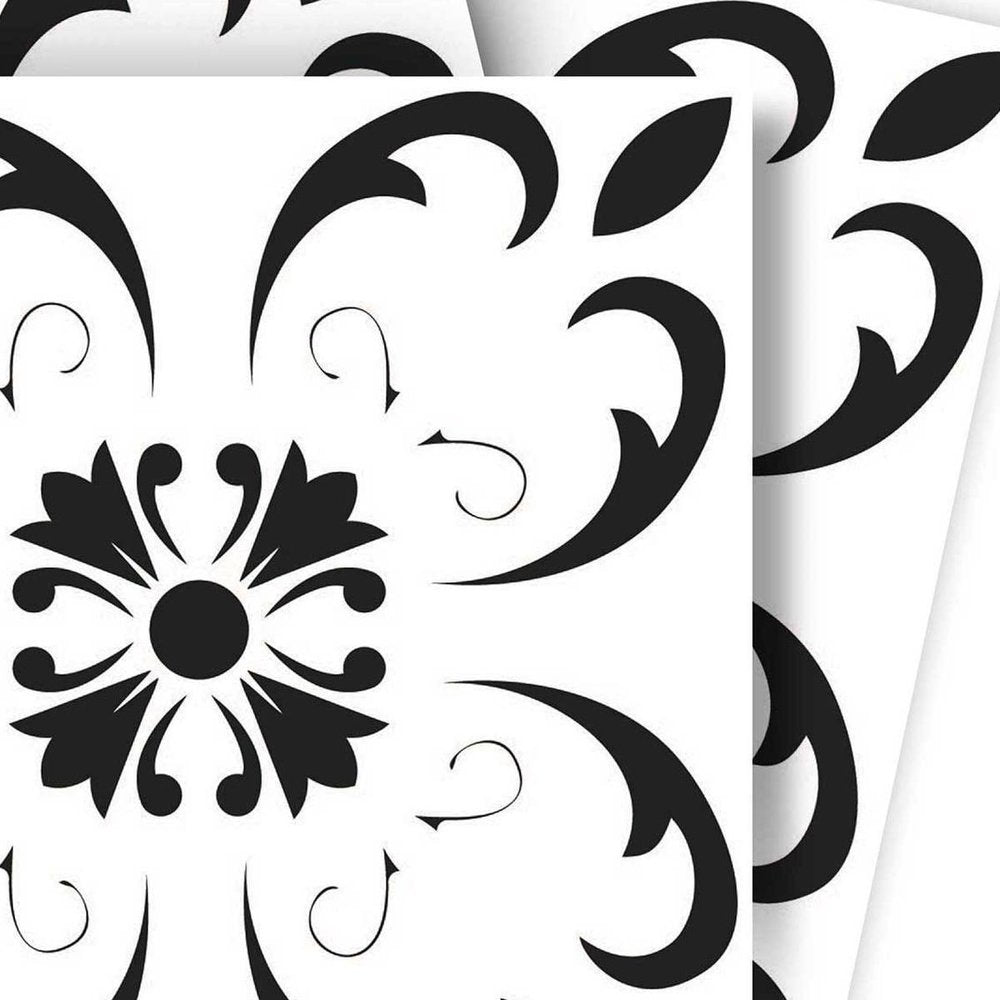 4" X 4" Black and White Delia Peel and Stick Removable Tiles