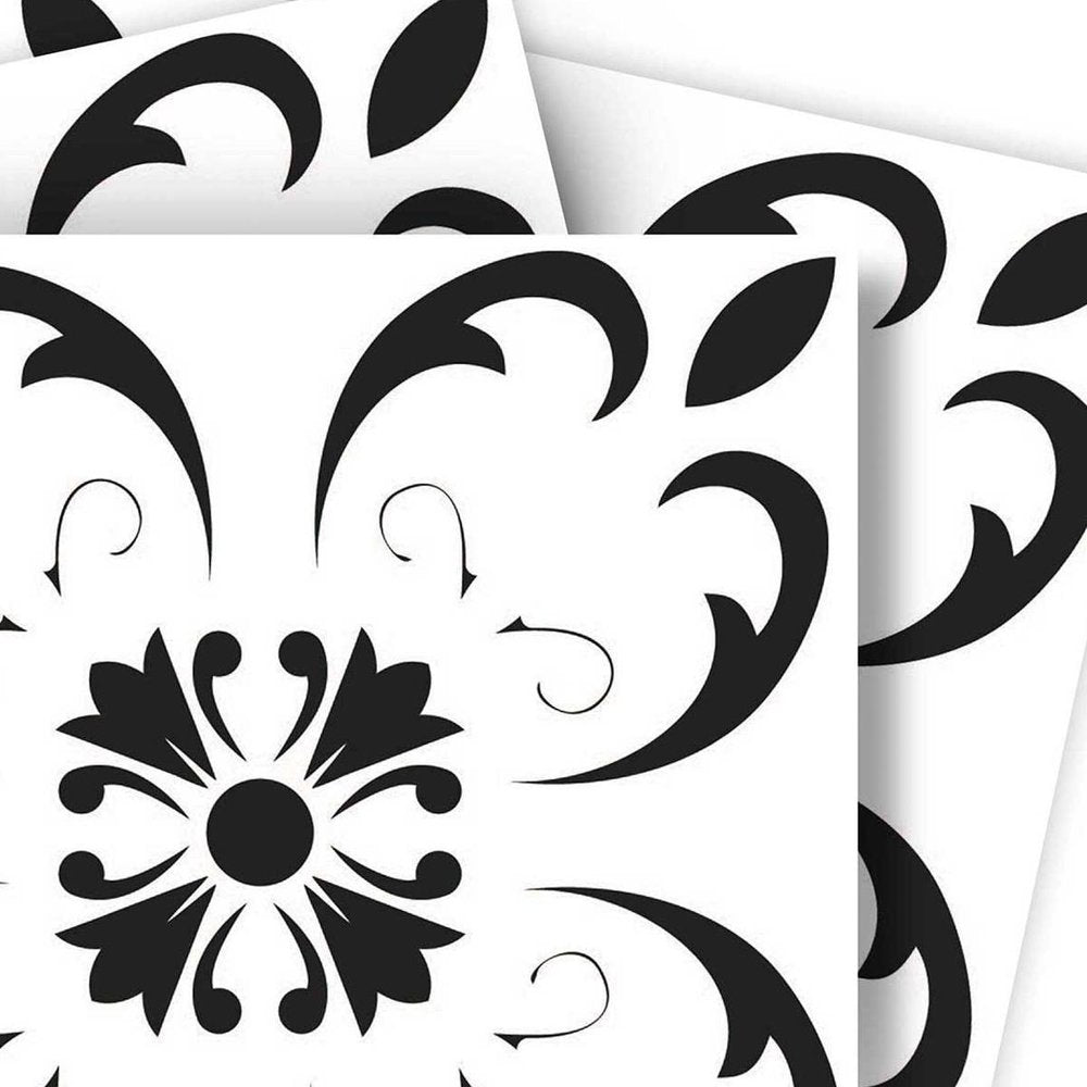 4" X 4" Black and White Delia Peel and Stick Removable Tiles