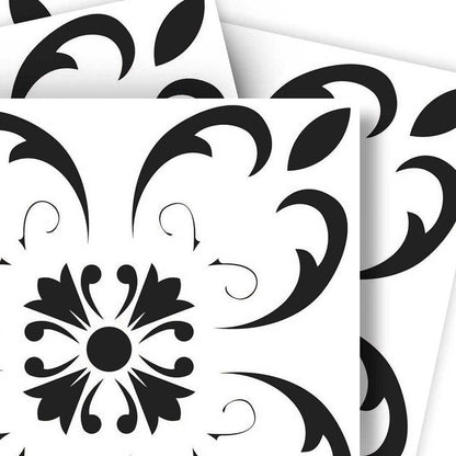 4" X 4" Black and White Delia Peel and Stick Removable Tiles