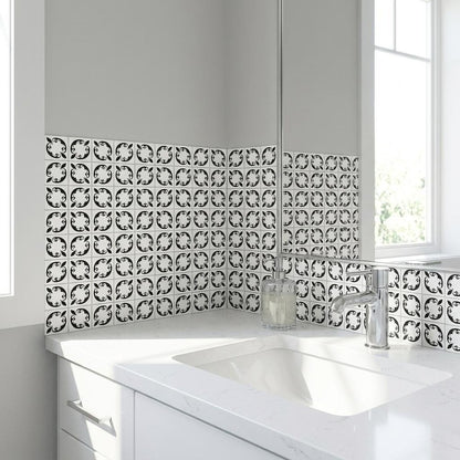 4" X 4" Black and White Delia Peel and Stick Removable Tiles