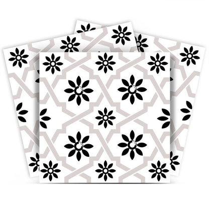 7" x 7" Black And White Vinyl Peel And Stick Removable Tiles