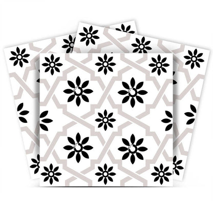 7" x 7" Black And White Vinyl Peel And Stick Removable Tiles