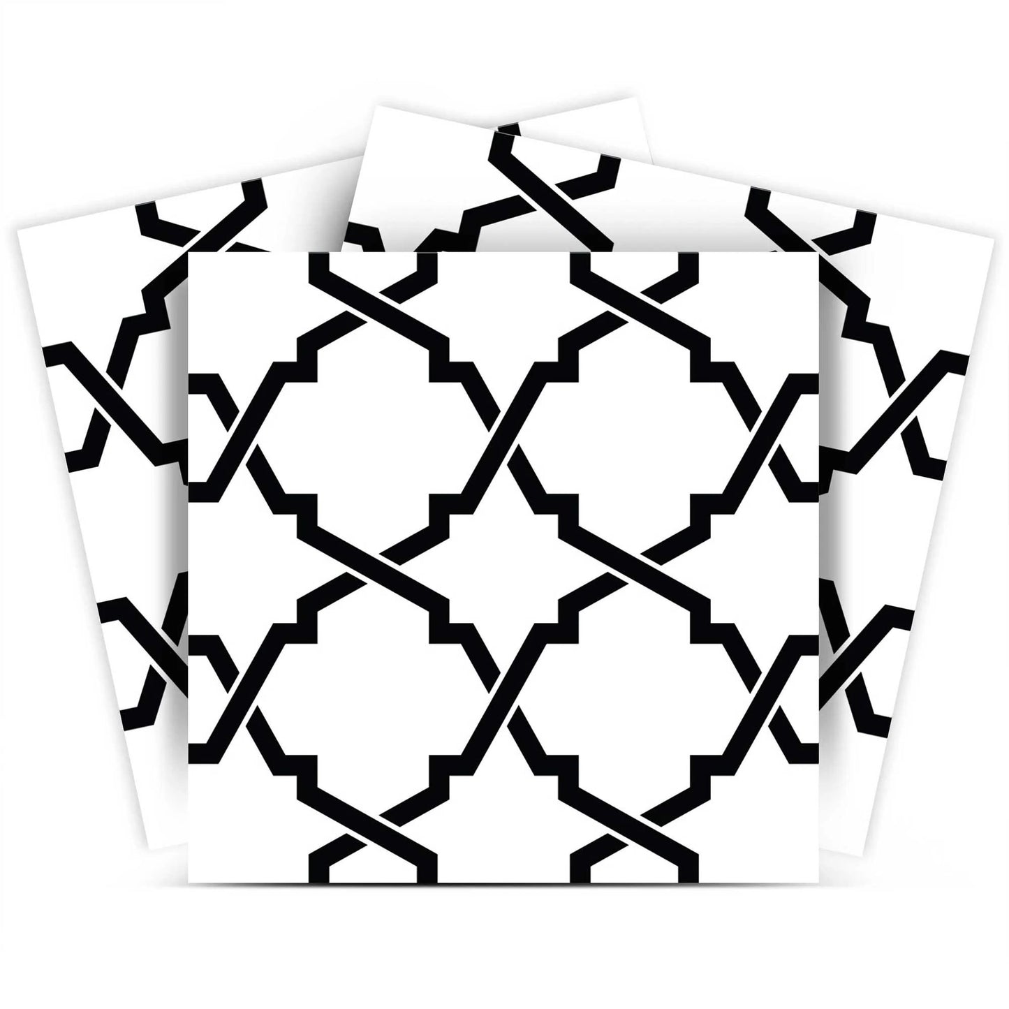 4" X 4" Black and White Quatrefoil Peel and Stick Tiles