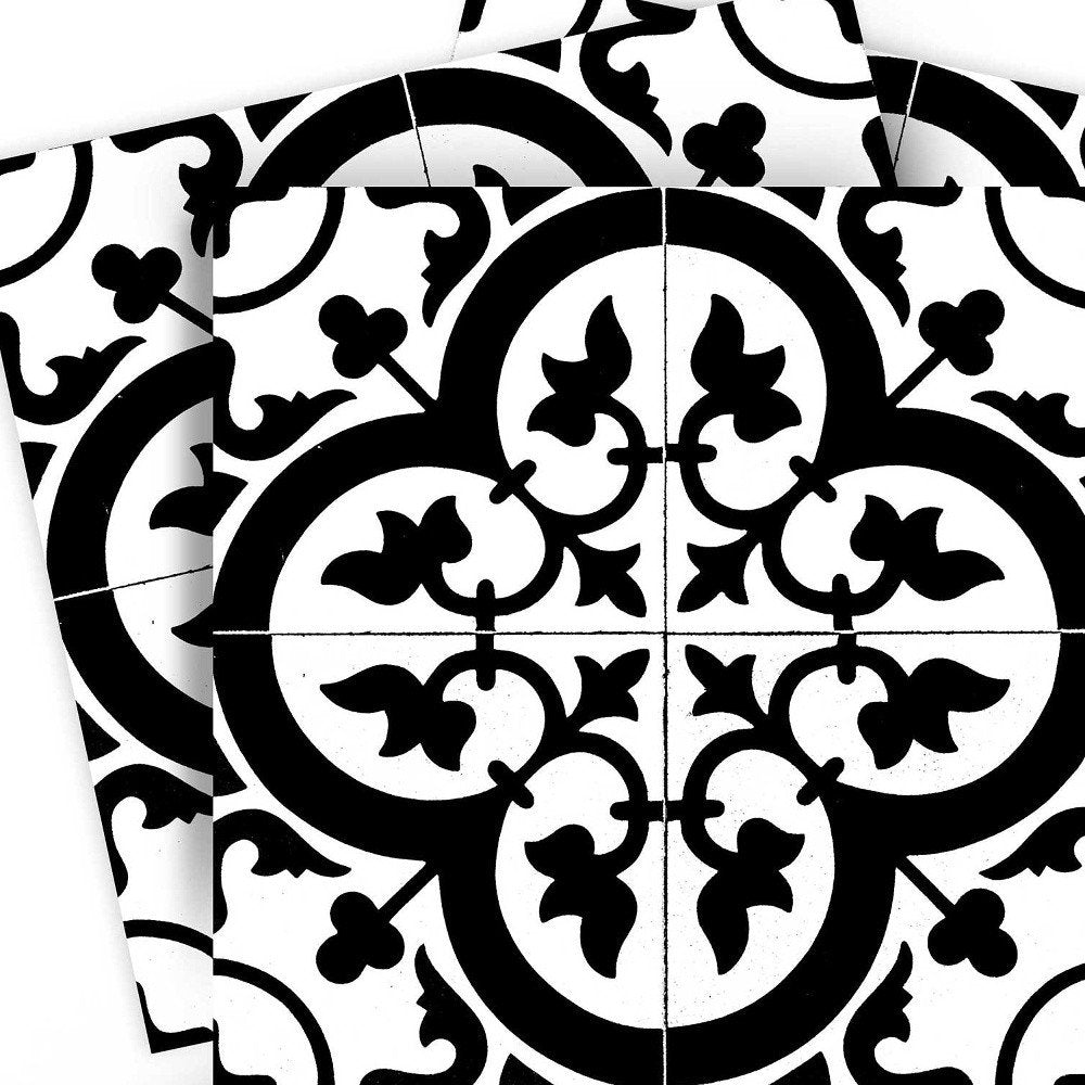 7" x 7" Black And White Peel And Stick Removable Tiles