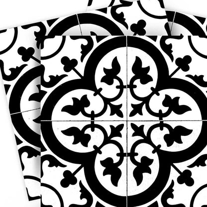 7" x 7" Black And White Peel And Stick Removable Tiles