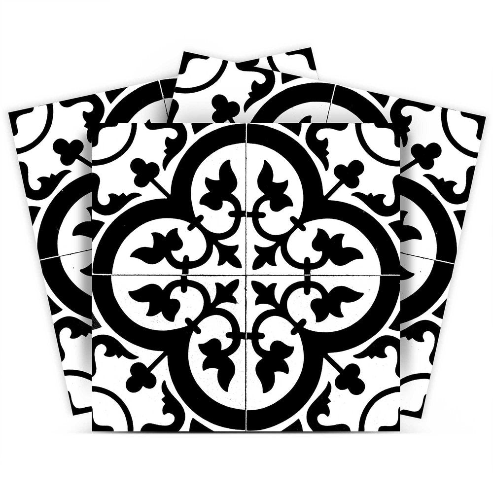 7" x 7" Black And White Peel And Stick Removable Tiles