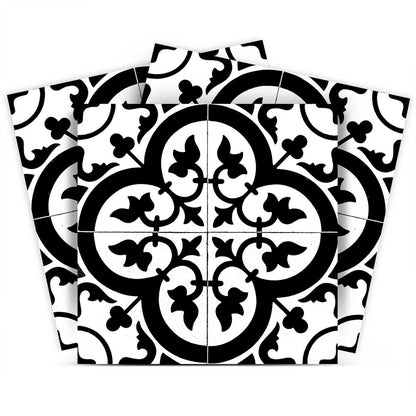 7" x 7" Black And White Peel And Stick Removable Tiles