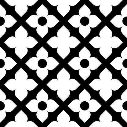 4" X 4" Black and White Dia Peel and Stick Removable Tiles
