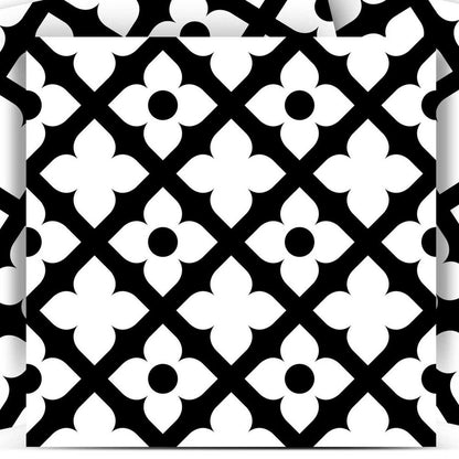 4" X 4" Black and White Dia Peel and Stick Removable Tiles