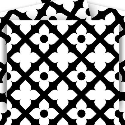 4" X 4" Black and White Dia Peel and Stick Removable Tiles