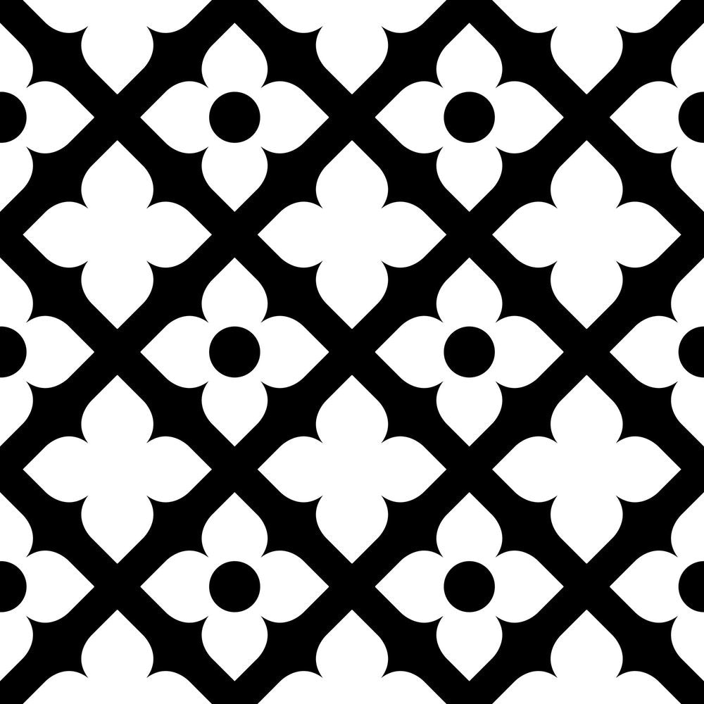 4" X 4" Black and White Dia Peel and Stick Removable Tiles