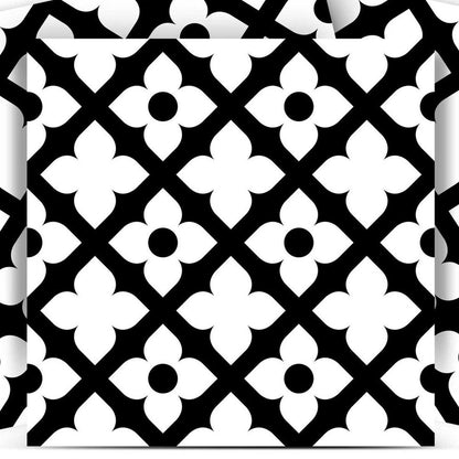 4" X 4" Black and White Dia Peel and Stick Removable Tiles