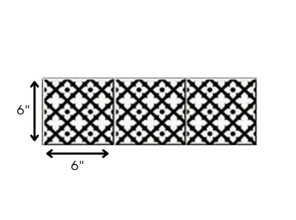 4" X 4" Black and White Dia Peel and Stick Removable Tiles