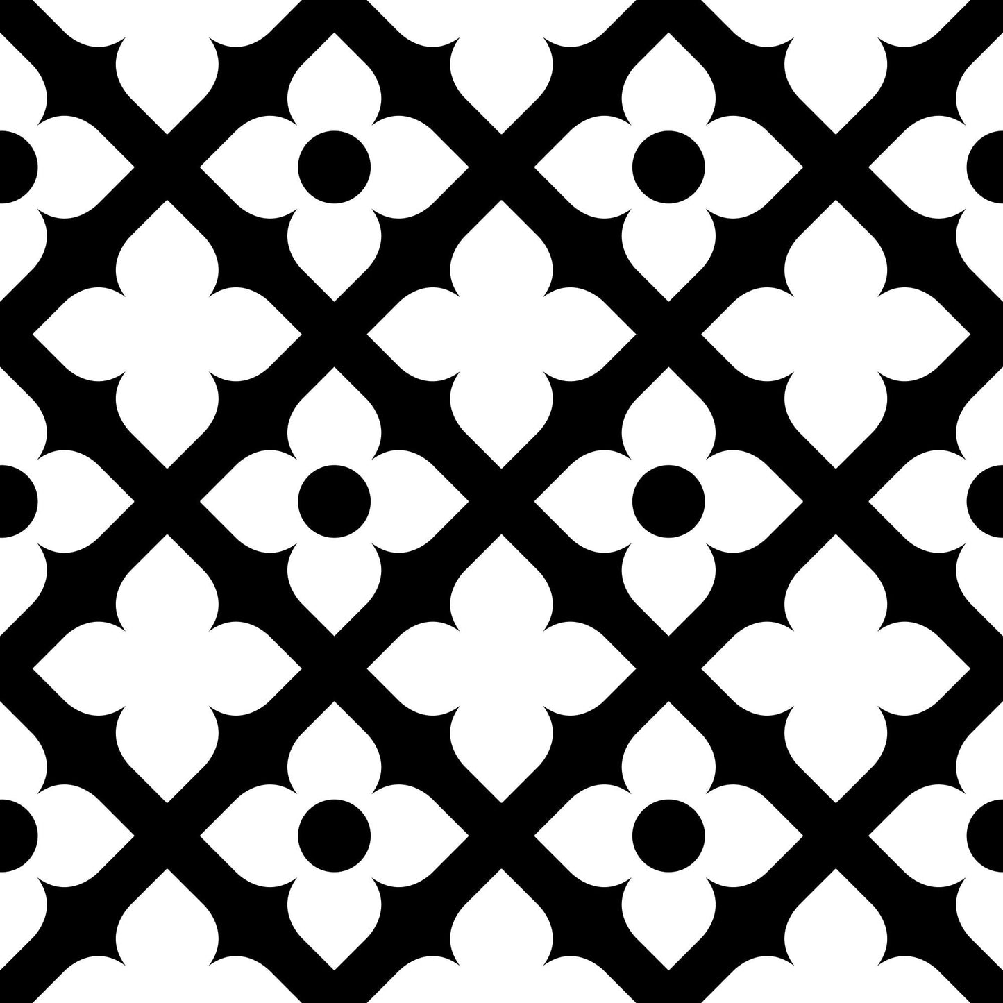 4" X 4" Black and White Dia Peel and Stick Removable Tiles