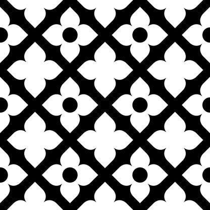 4" X 4" Black and White Dia Peel and Stick Removable Tiles