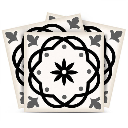 7" x 7" Black And White Peel And Stick Removable Tiles