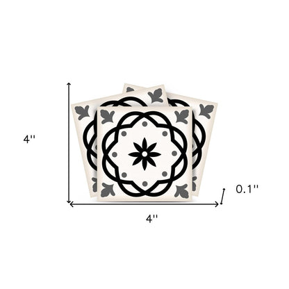 7" x 7" Black And White Peel And Stick Removable Tiles