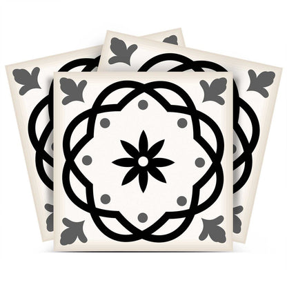 7" x 7" Black And White Peel And Stick Removable Tiles