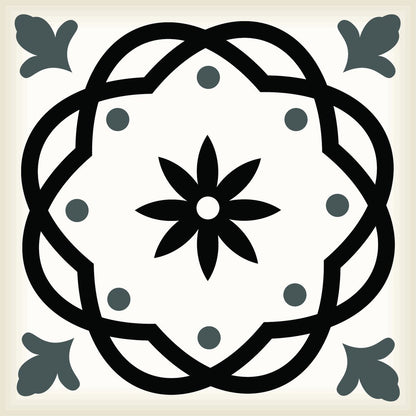 7" x 7" Black And White Peel And Stick Removable Tiles
