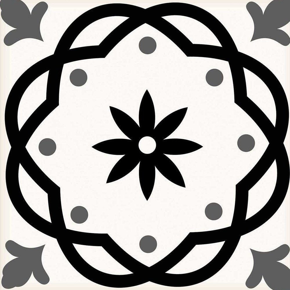 7" x 7" Black And White Peel And Stick Removable Tiles