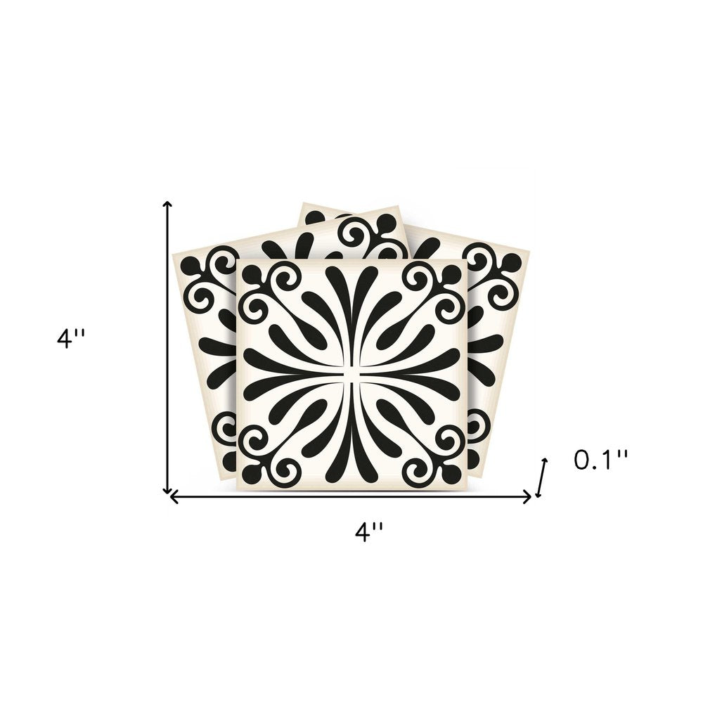 7" x 7" Black And White Peel And Stick Removable Tiles