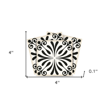 5" X 5" Black and White Flo Peel and Stick Removable Tiles