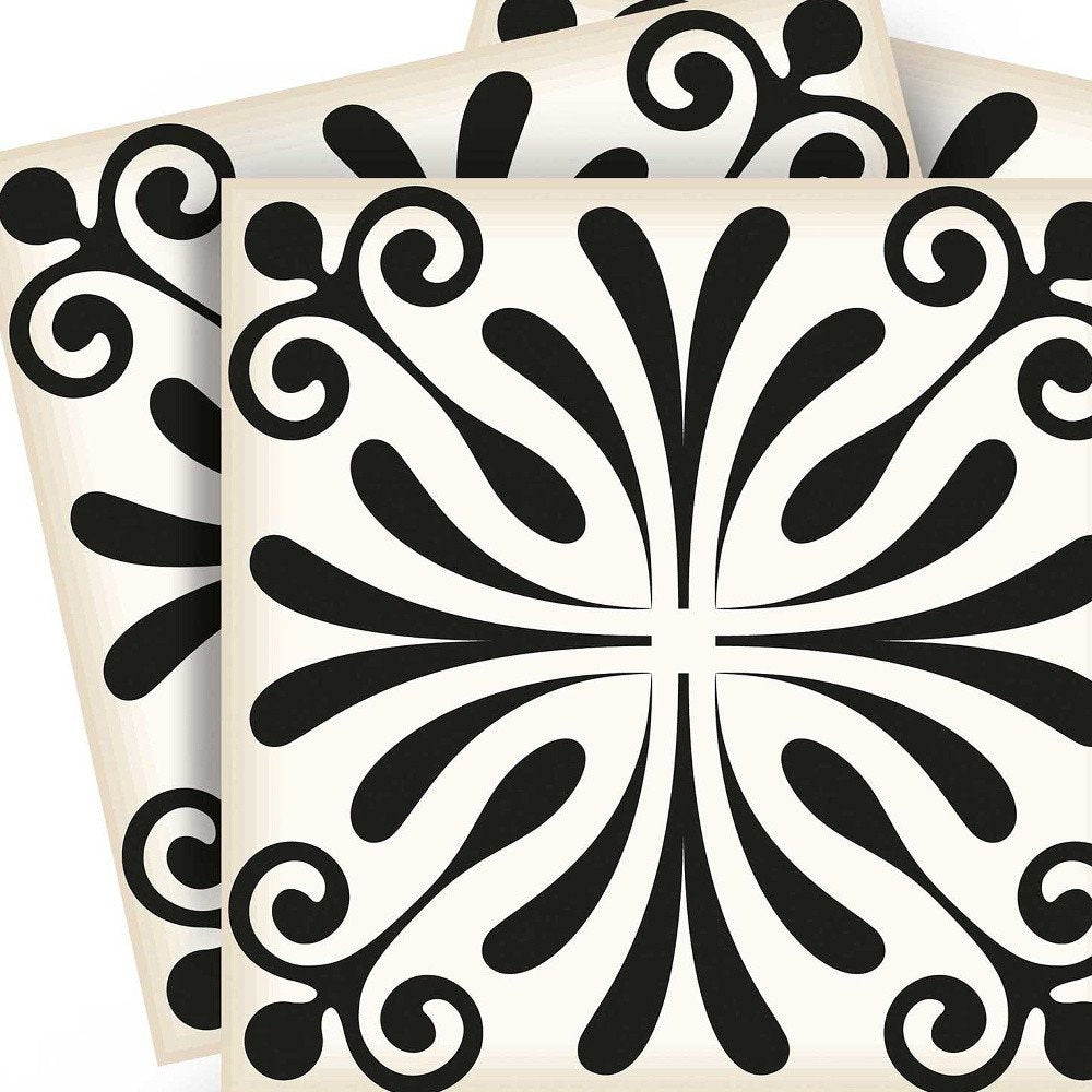 7" x 7" Black And White Peel And Stick Removable Tiles