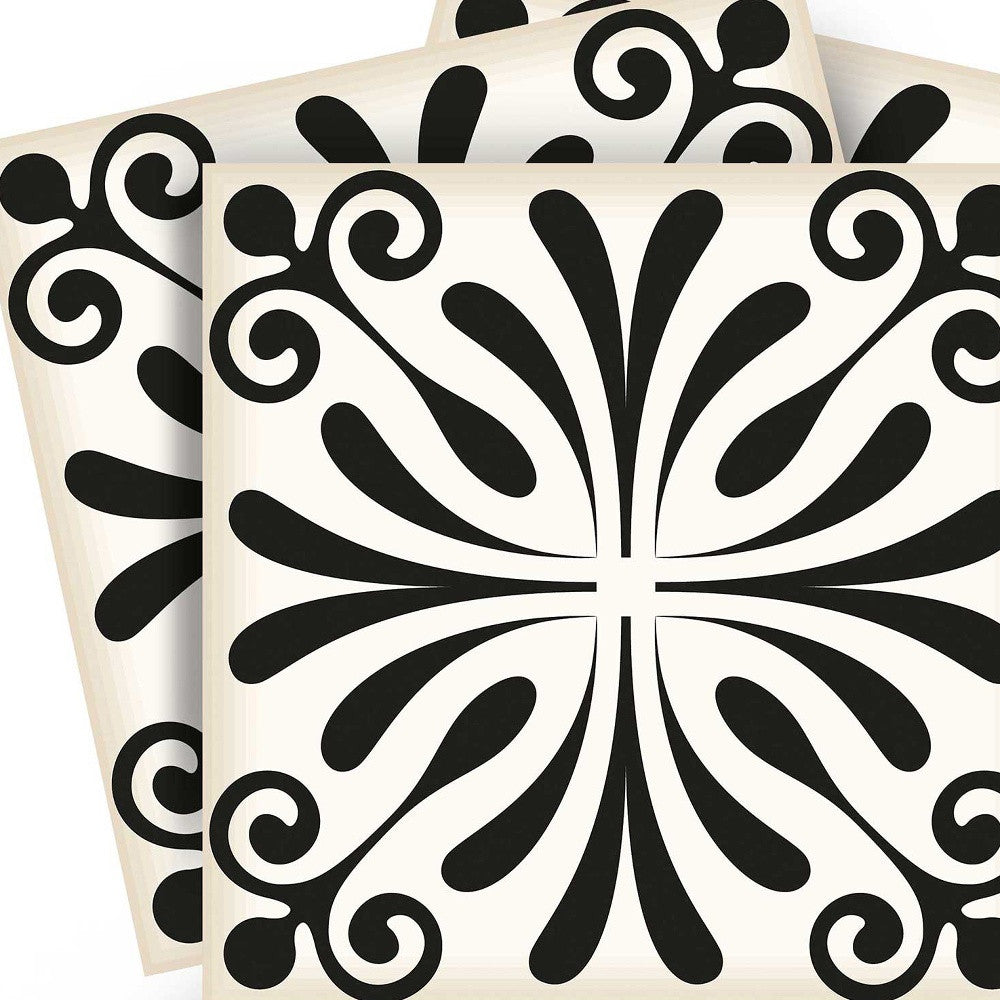 5" X 5" Black and White Flo Peel and Stick Removable Tiles