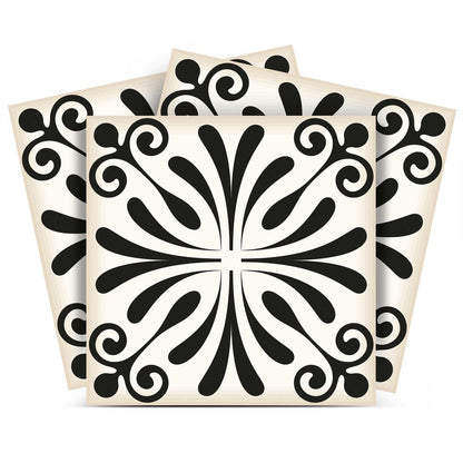 7" x 7" Black And White Peel And Stick Removable Tiles