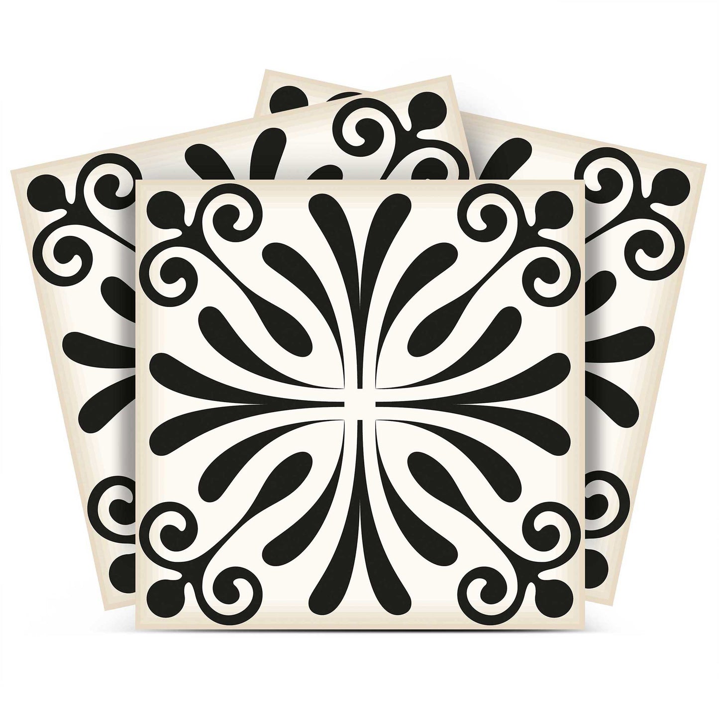 5" X 5" Black and White Flo Peel and Stick Removable Tiles