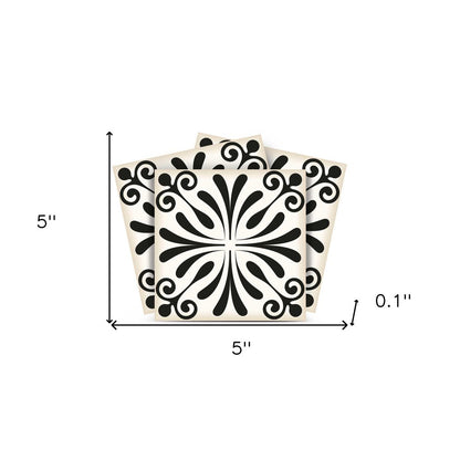 7" x 7" Black And White Peel And Stick Removable Tiles