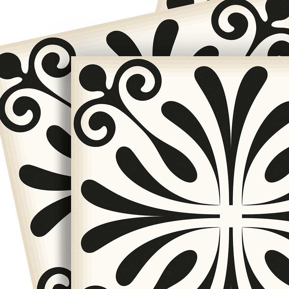 7" x 7" Black And White Peel And Stick Removable Tiles