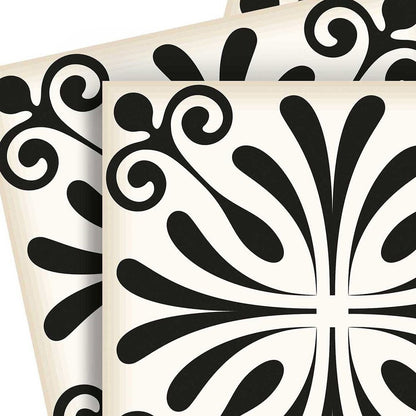 7" x 7" Black And White Peel And Stick Removable Tiles