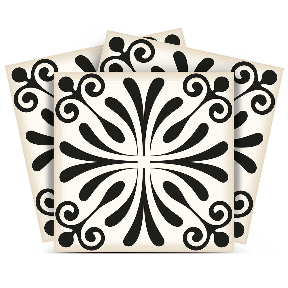 7" x 7" Black And White Peel And Stick Removable Tiles