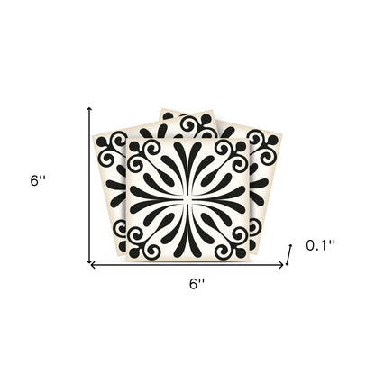 5" X 5" Black and White Flo Peel and Stick Removable Tiles