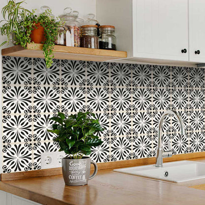 5" X 5" Black and White Flo Peel and Stick Removable Tiles