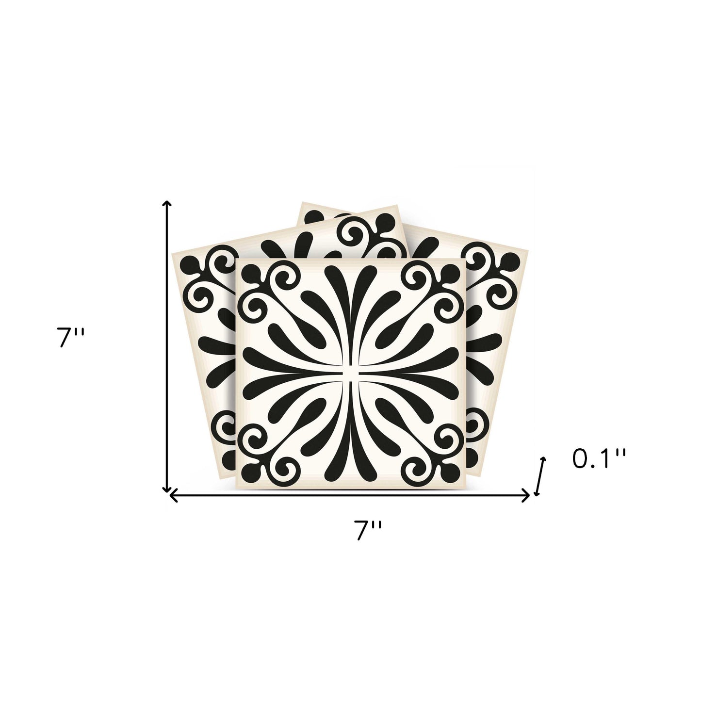 5" X 5" Black and White Flo Peel and Stick Removable Tiles