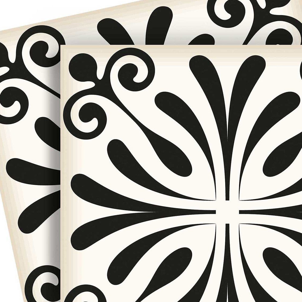 5" X 5" Black and White Flo Peel and Stick Removable Tiles