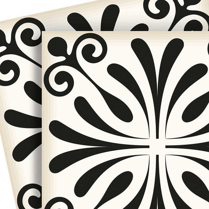5" X 5" Black and White Flo Peel and Stick Removable Tiles