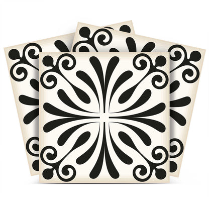5" X 5" Black and White Flo Peel and Stick Removable Tiles