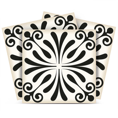 5" X 5" Black and White Flo Peel and Stick Removable Tiles