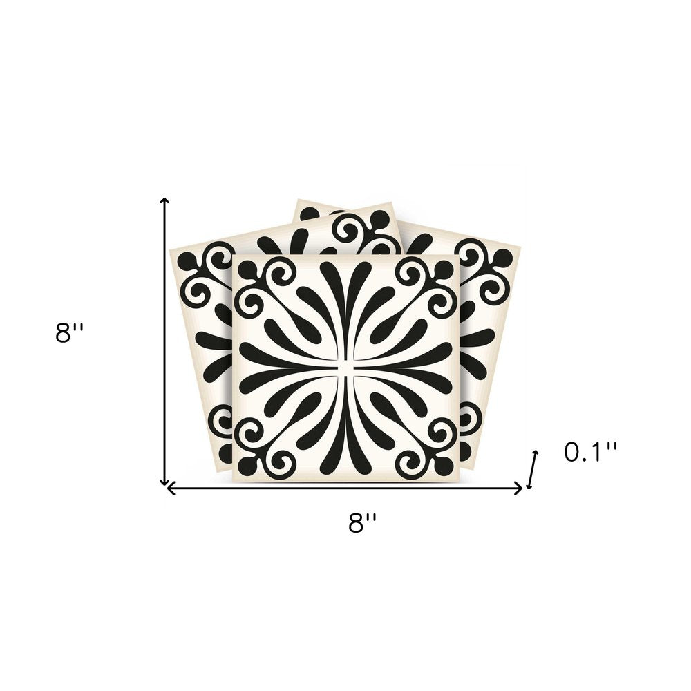 5" X 5" Black and White Flo Peel and Stick Removable Tiles