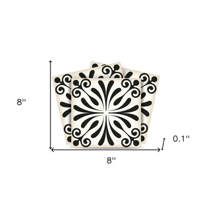 5" X 5" Black and White Flo Peel and Stick Removable Tiles