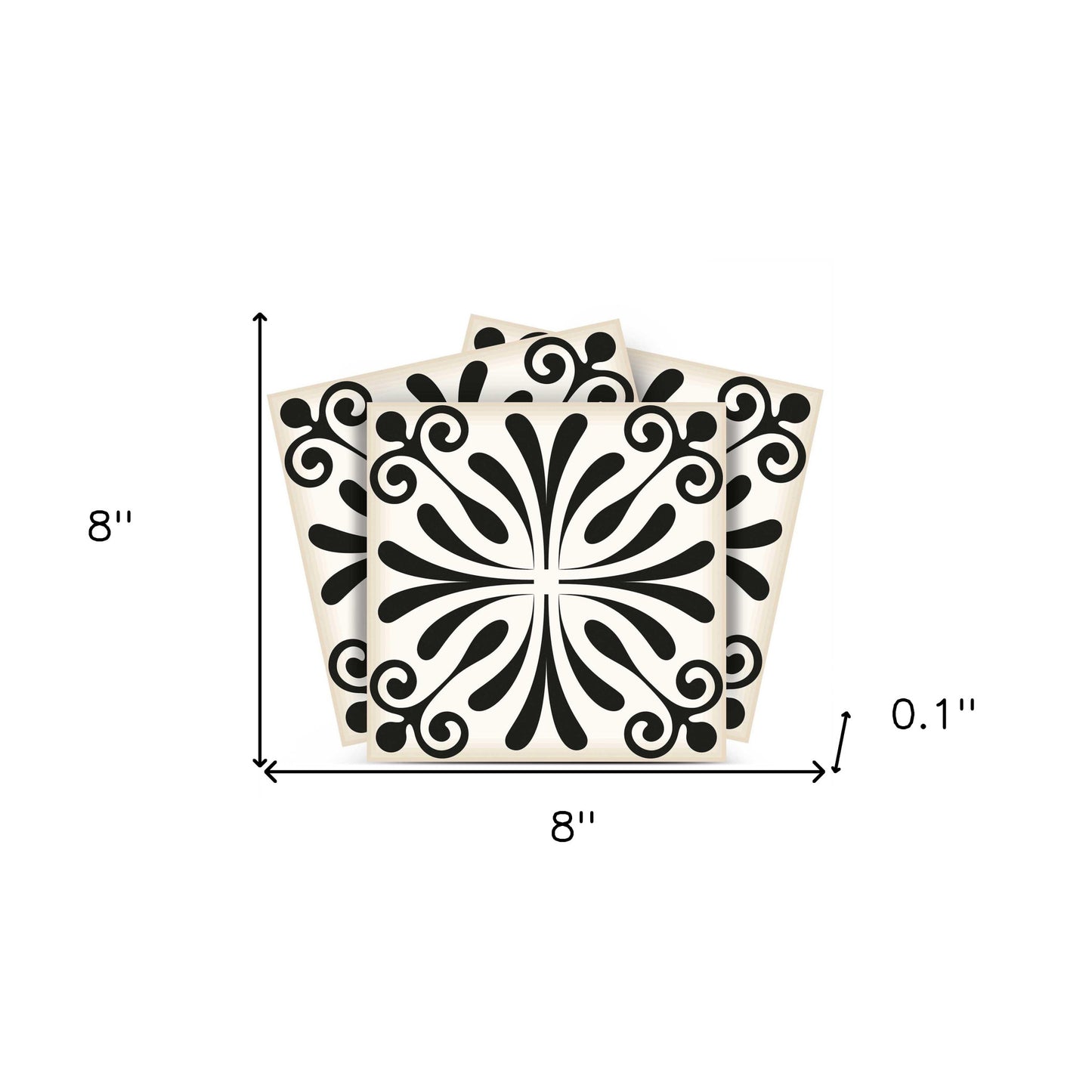 5" X 5" Black and White Flo Peel and Stick Removable Tiles