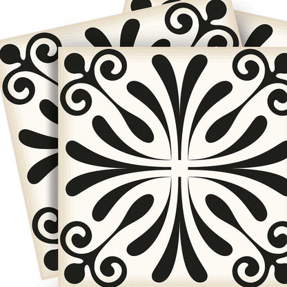 5" X 5" Black and White Flo Peel and Stick Removable Tiles