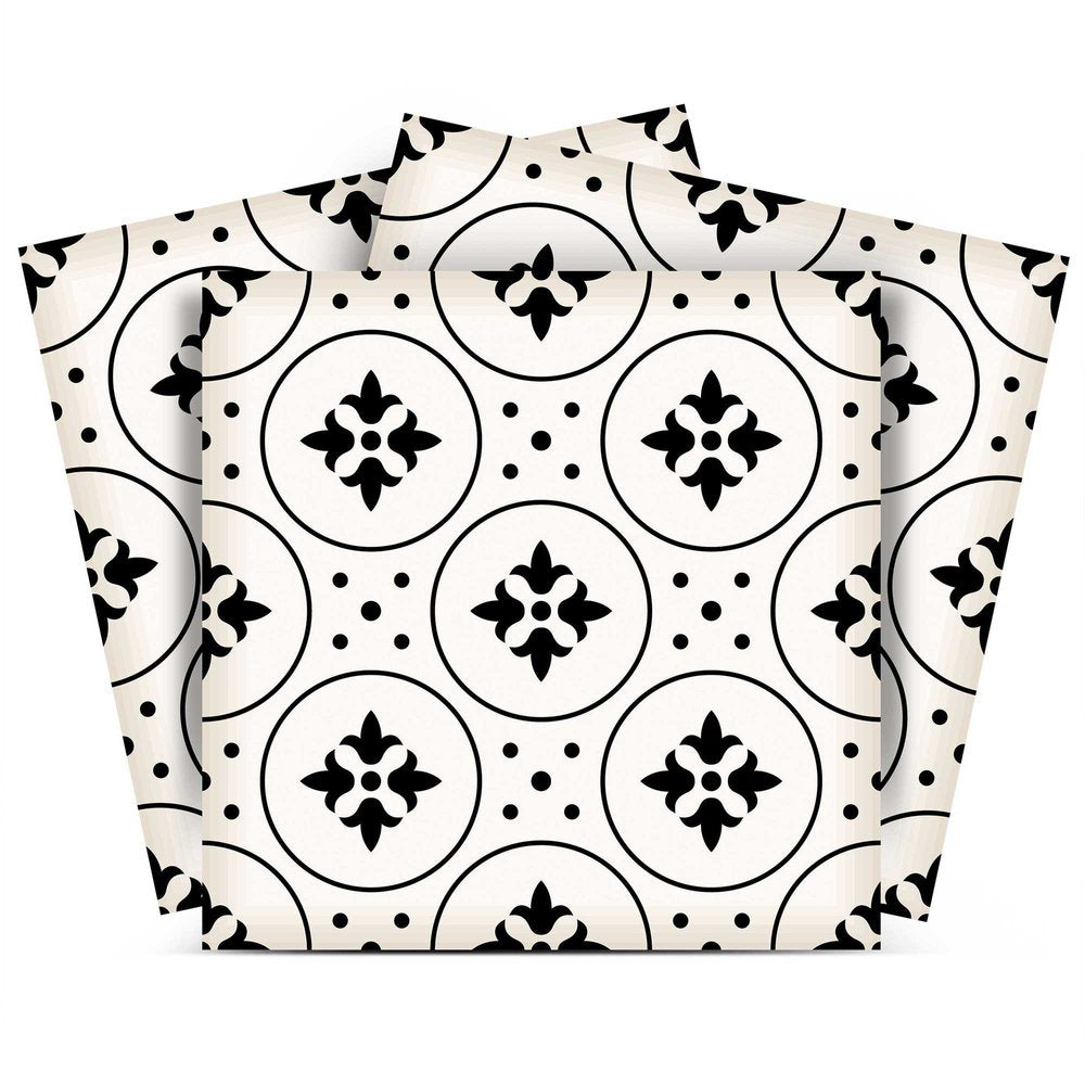 7" x 7" Black And White Peel And Stick Removable Tiles