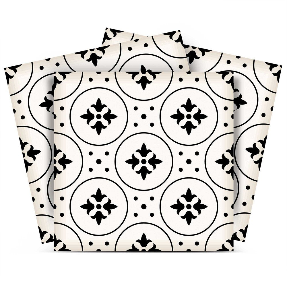 7" x 7" Black And White Peel And Stick Removable Tiles
