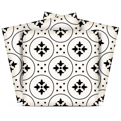 7" x 7" Black And White Peel And Stick Removable Tiles