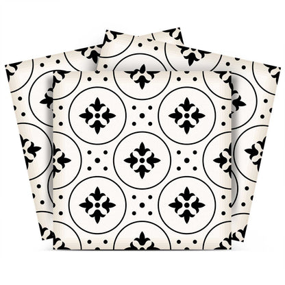 7" x 7" Black And White Peel And Stick Removable Tiles