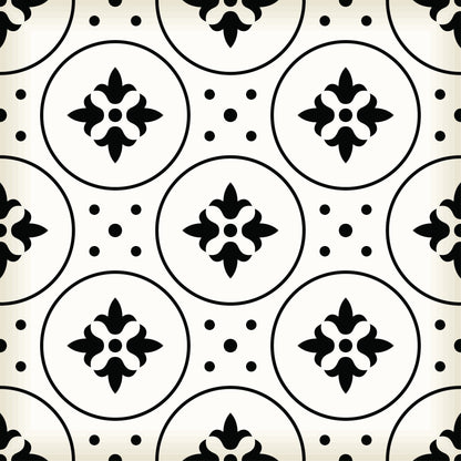 5" X 5" Black and White Rosa Peel and Stick Removable Tiles